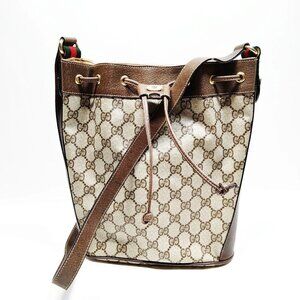 Authentic Gucci Sherry Line Brown PVC Shoulder Bag mn381-120625